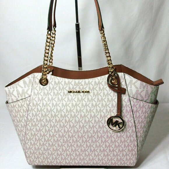 Michael Kors Jet Set Travel Large Chain shoulder tote Vanilla New with tags - Picture 1 of 14